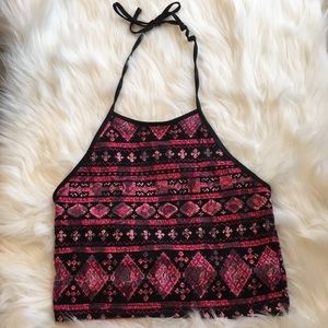 Halter top with back out